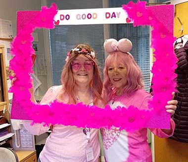 Villa Maria, Hythe, The team organised a Pink Day to raise funds for the Pink Ribbon Foundation
                        for Breast Cancer Awareness.