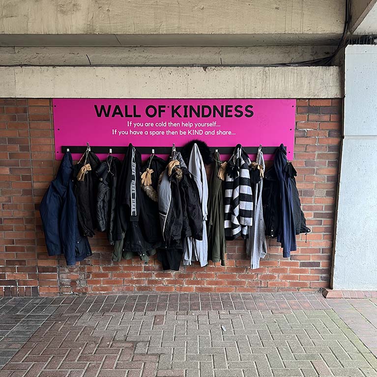 For the second year in a row, Karen and Chantelle collected warm coats, hats, gloves and scarves to donate to the Wall of Kindness in Middlesbrough.
