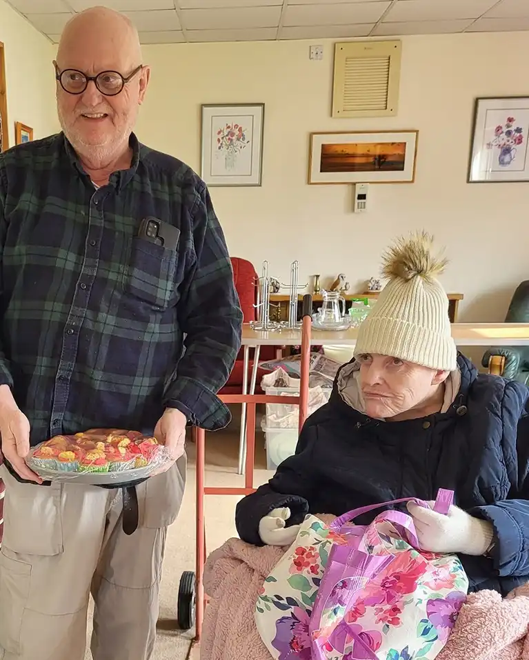 The team at Balmaclellan residential home baked cakes and treats then donated
                            them to Noel’s Court which offers sheltered accommodation for the elderly.