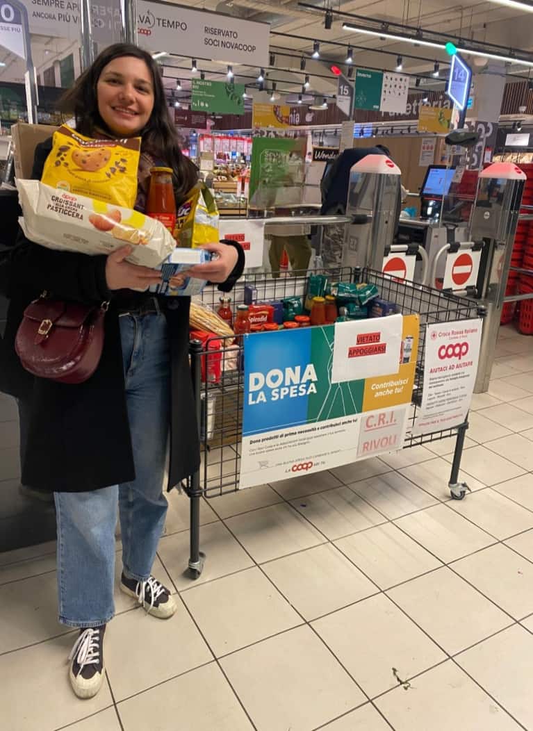 Even though Ioana was in Italy for Do Good Day, she donated food to a local food bank