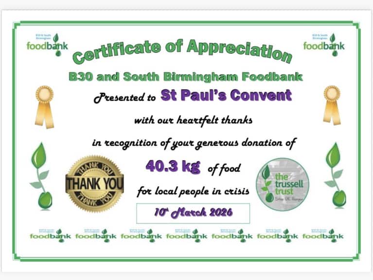 The team at St Paul’s donated food to a foodbank supporting local people in crisis.