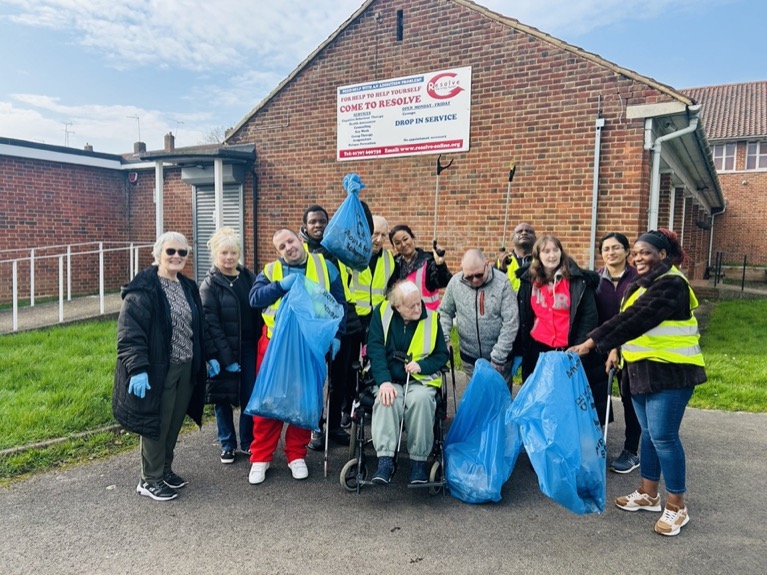 The two services teamed up to support their community by litter picking in their local area.