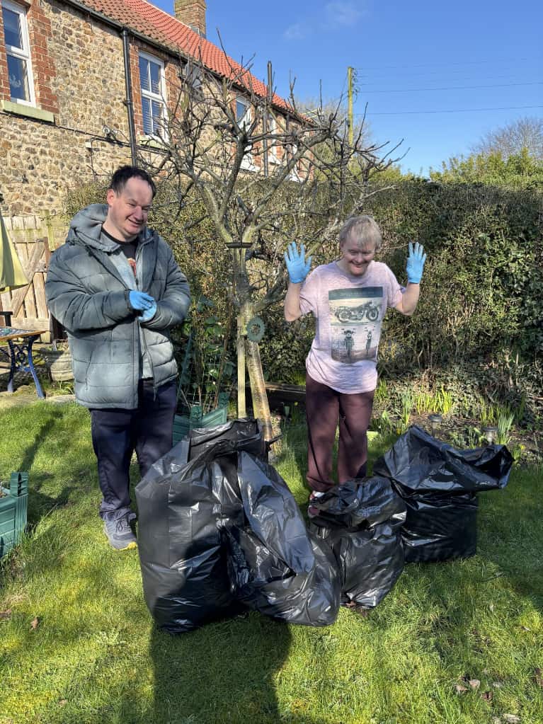 They invited a neighbour round for a cuppa, gifted her an Easter egg, and then helped tidy her back garden by clearing away the dead leaves