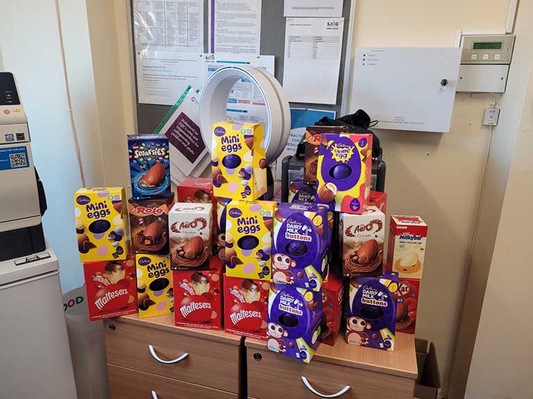 The team at Sandown Road donated lots of Easter Eggs to a local children's
                            home.