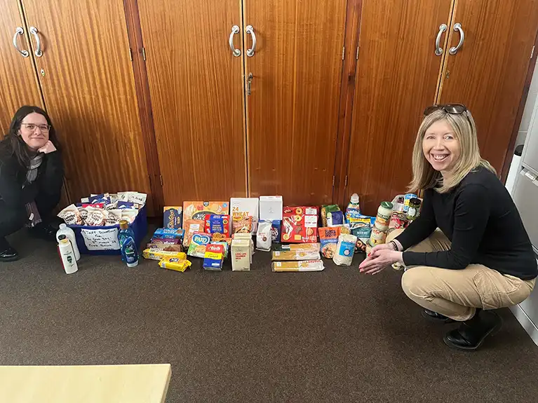 The team at The Cenacle collected donations for local food bank ‘Fans
                            Supporting Foodbanks’.