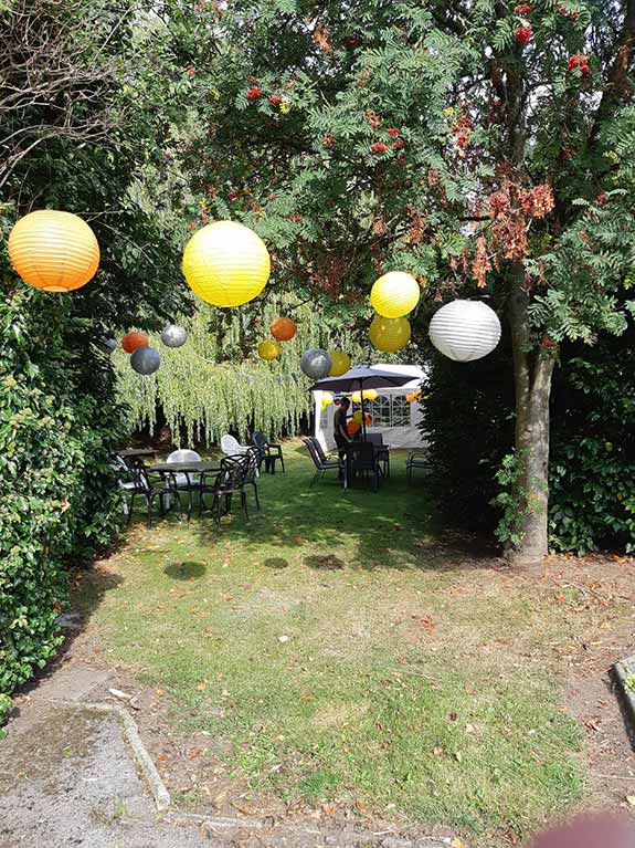 In Catterick they decorated the garden with lanterns, bunting and balloons.