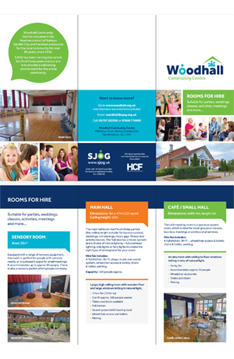Woodhall room hire leaflet